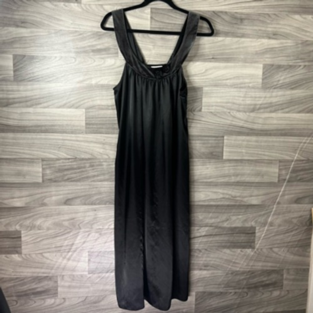 Vera Wang Womens Gown‎ Dress Black Floral Embellished Scoop Neck Strap Retro M